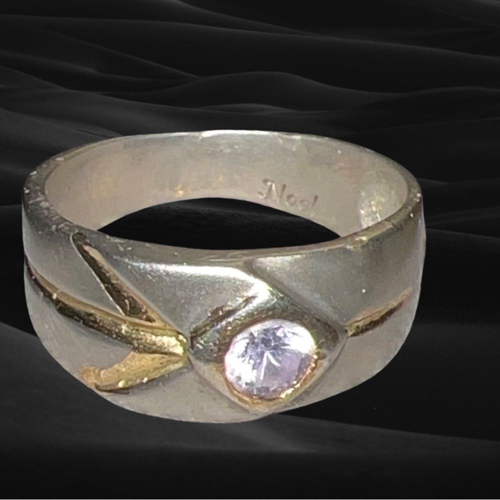 Noel Solid Silver Amethyst Stone Wide Designer Women’s Unique Ring Jewelry